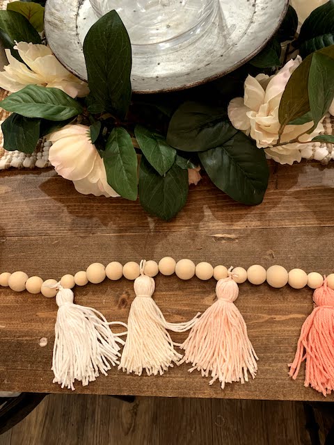 How to make wooden bead garland with tassels - Karins Kottage